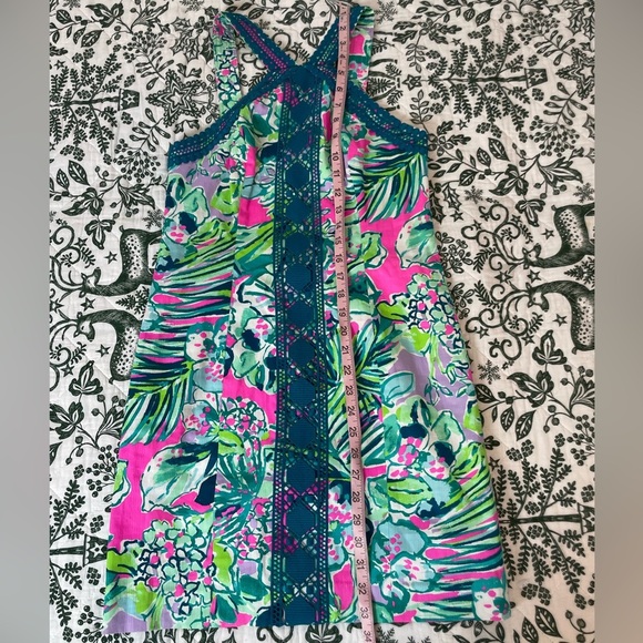 Lilly Pulitzer Vena Early BLOOMER Shift DRESS Multi Pop Up Jungle 0 Lace Teal - Picture 9 of 14